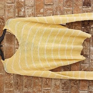 Trendy Reversible Sunshine 🌞 Yellow and White Striped long sleeve top